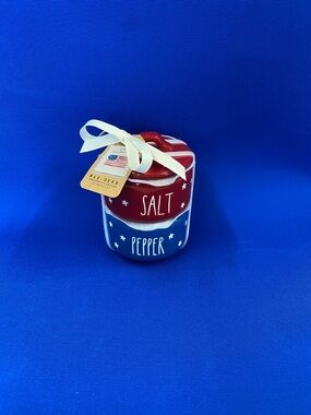 Rae Dunn Red & Blue Stackable Salt and Pepper Jars Fourth of July